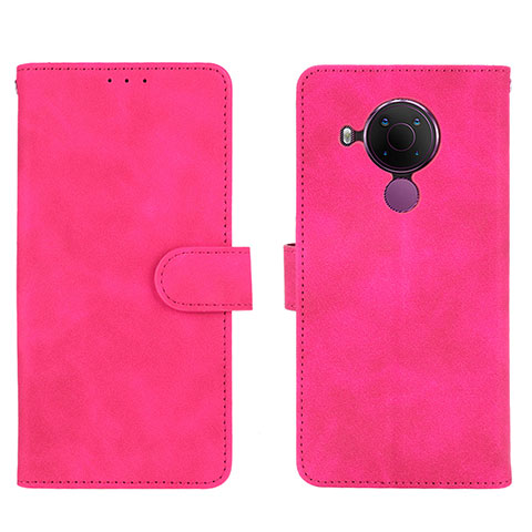 Coque Portefeuille Livre Cuir Etui Clapet L01Z pour Nokia 5.4 Rose Rouge