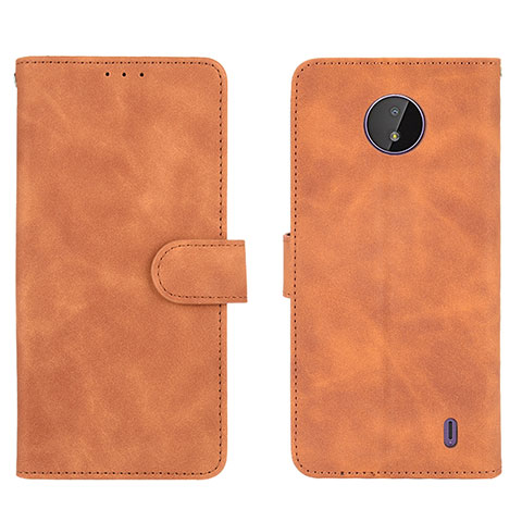 Coque Portefeuille Livre Cuir Etui Clapet L01Z pour Nokia C10 Marron