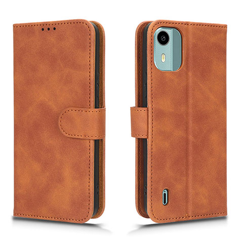 Coque Portefeuille Livre Cuir Etui Clapet L01Z pour Nokia C12 Marron