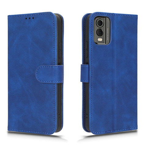 Coque Portefeuille Livre Cuir Etui Clapet L01Z pour Nokia C210 Bleu