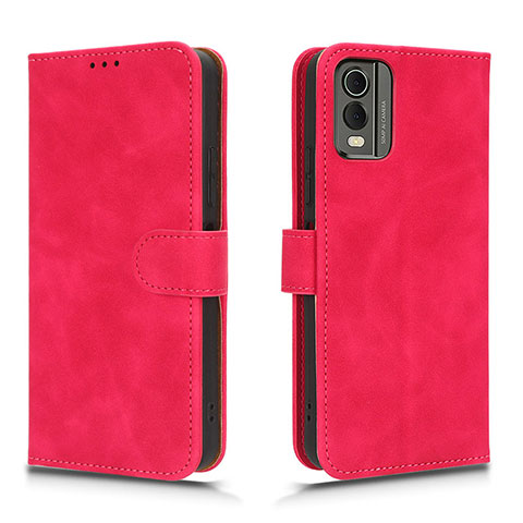 Coque Portefeuille Livre Cuir Etui Clapet L01Z pour Nokia C210 Rose Rouge