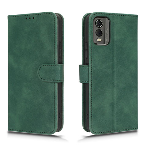 Coque Portefeuille Livre Cuir Etui Clapet L01Z pour Nokia C210 Vert