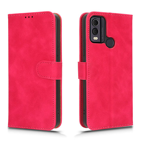 Coque Portefeuille Livre Cuir Etui Clapet L01Z pour Nokia C22 Rose Rouge