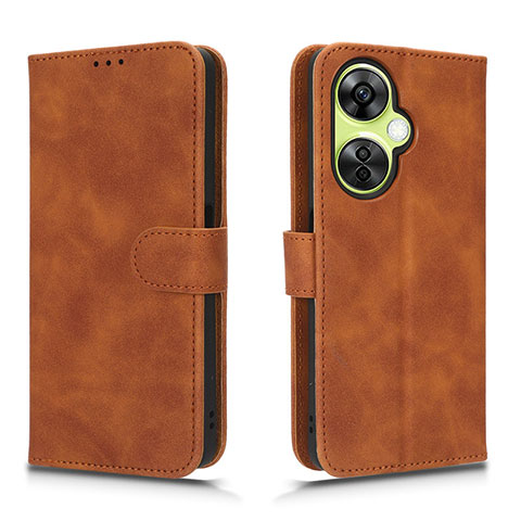 Coque Portefeuille Livre Cuir Etui Clapet L01Z pour OnePlus Nord CE 3 5G Marron