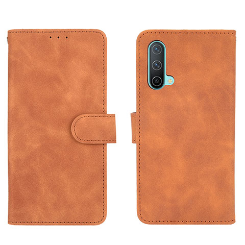 Coque Portefeuille Livre Cuir Etui Clapet L01Z pour OnePlus Nord CE 5G Marron