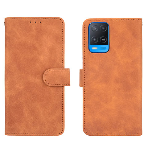 Coque Portefeuille Livre Cuir Etui Clapet L01Z pour Oppo A54 4G Marron