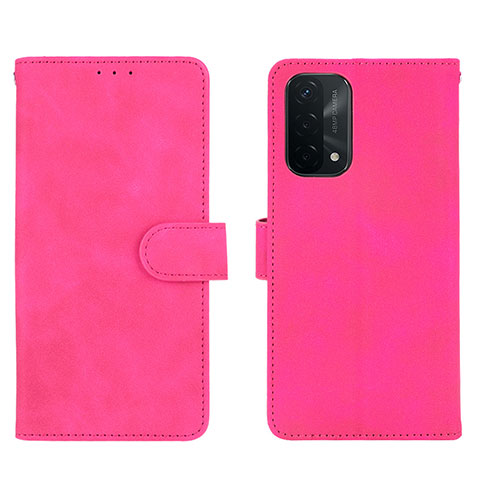 Coque Portefeuille Livre Cuir Etui Clapet L01Z pour Oppo A54 5G Rose Rouge