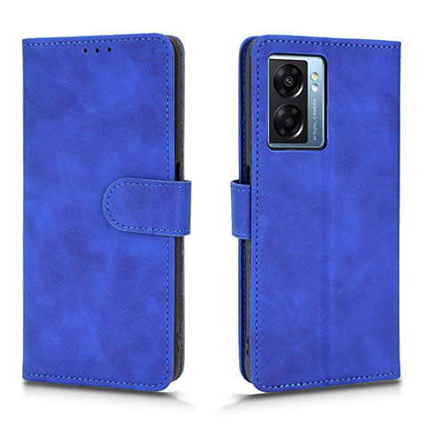 Coque Portefeuille Livre Cuir Etui Clapet L01Z pour Oppo A56S 5G Bleu