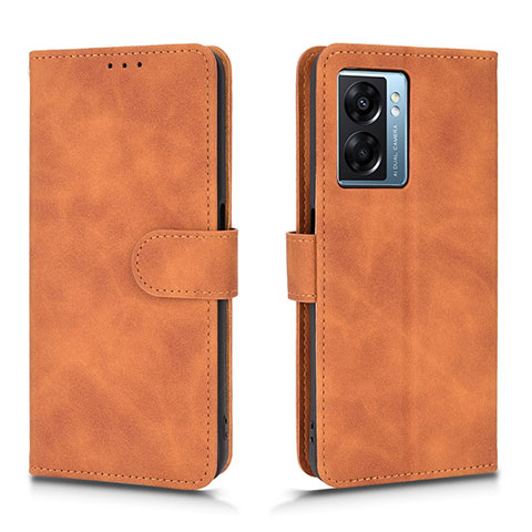 Coque Portefeuille Livre Cuir Etui Clapet L01Z pour Oppo A56S 5G Marron