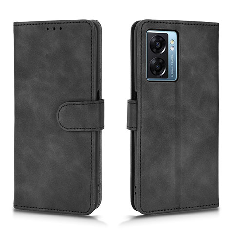 Coque Portefeuille Livre Cuir Etui Clapet L01Z pour Oppo A56S 5G Noir