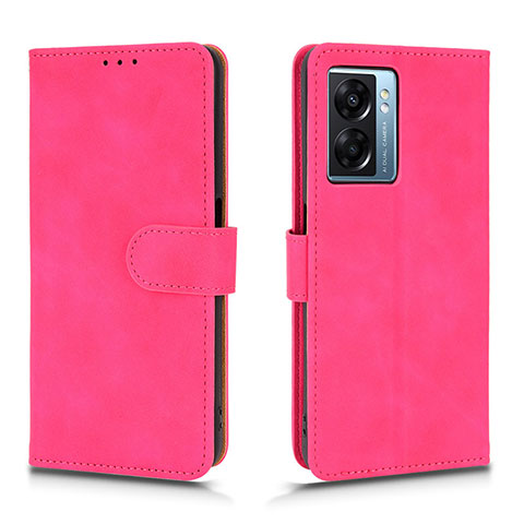 Coque Portefeuille Livre Cuir Etui Clapet L01Z pour Oppo A56S 5G Rose Rouge