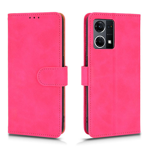 Coque Portefeuille Livre Cuir Etui Clapet L01Z pour Oppo F21s Pro 4G Rose Rouge