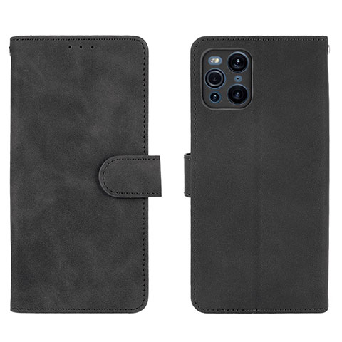 Coque Portefeuille Livre Cuir Etui Clapet L01Z pour Oppo Find X3 5G Noir