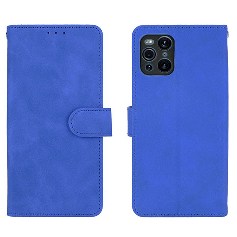 Coque Portefeuille Livre Cuir Etui Clapet L01Z pour Oppo Find X3 Pro 5G Bleu