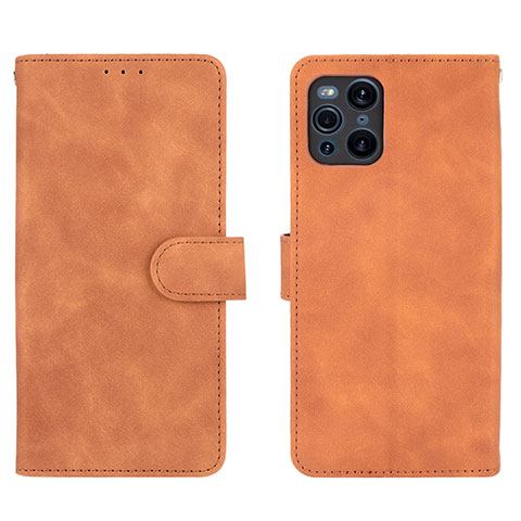 Coque Portefeuille Livre Cuir Etui Clapet L01Z pour Oppo Find X3 Pro 5G Marron