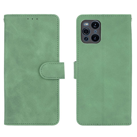 Coque Portefeuille Livre Cuir Etui Clapet L01Z pour Oppo Find X3 Pro 5G Vert