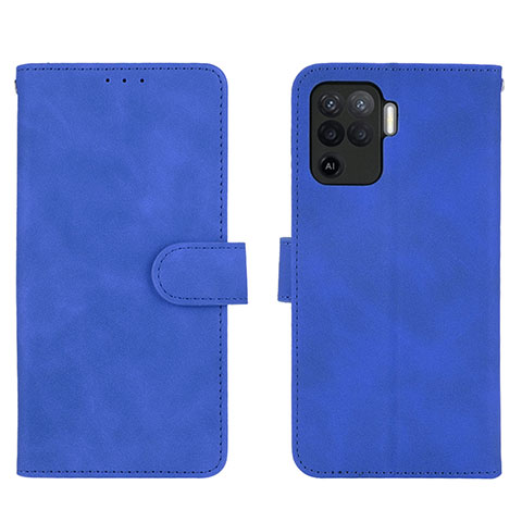 Coque Portefeuille Livre Cuir Etui Clapet L01Z pour Oppo Reno5 F Bleu