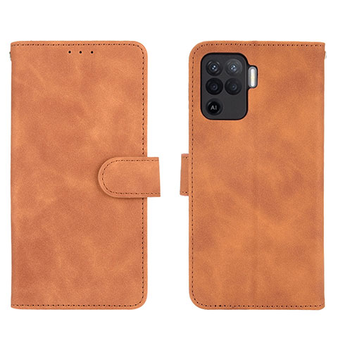 Coque Portefeuille Livre Cuir Etui Clapet L01Z pour Oppo Reno5 Lite Marron