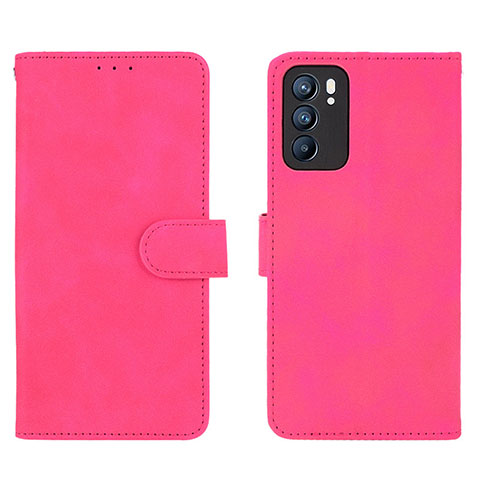 Coque Portefeuille Livre Cuir Etui Clapet L01Z pour Oppo Reno6 5G Rose Rouge