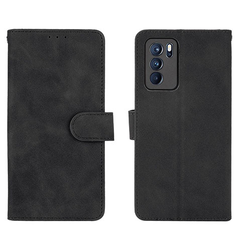 Coque Portefeuille Livre Cuir Etui Clapet L01Z pour Oppo Reno6 Pro 5G India Noir