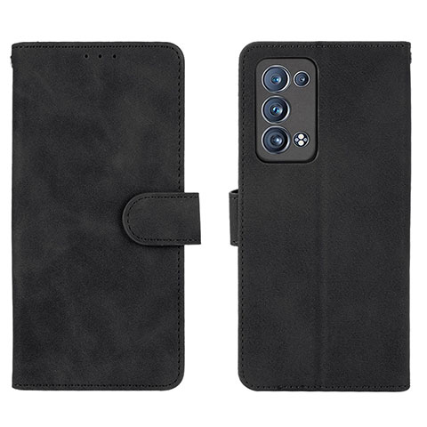 Coque Portefeuille Livre Cuir Etui Clapet L01Z pour Oppo Reno6 Pro 5G Noir