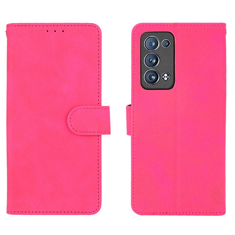 Coque Portefeuille Livre Cuir Etui Clapet L01Z pour Oppo Reno6 Pro 5G Rose Rouge