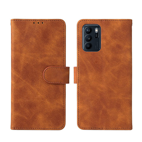 Coque Portefeuille Livre Cuir Etui Clapet L01Z pour Oppo Reno6 Z 5G Marron