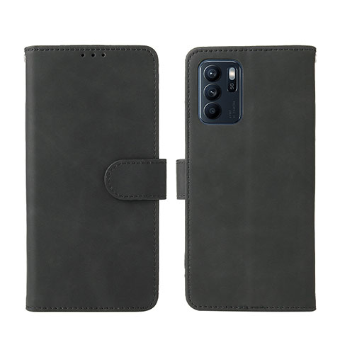 Coque Portefeuille Livre Cuir Etui Clapet L01Z pour Oppo Reno6 Z 5G Noir