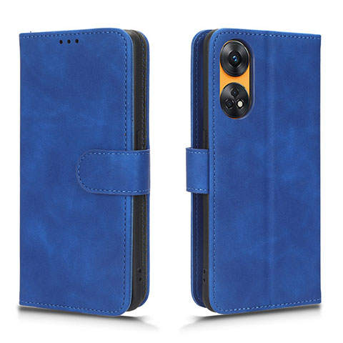 Coque Portefeuille Livre Cuir Etui Clapet L01Z pour Oppo Reno8 T 4G Bleu