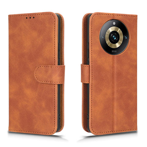 Coque Portefeuille Livre Cuir Etui Clapet L01Z pour Realme 11 Pro 5G Marron