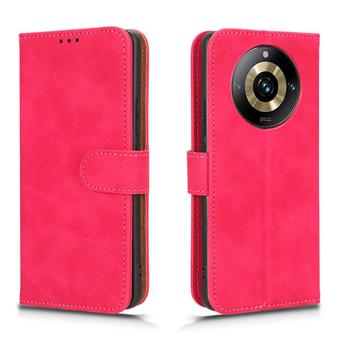 Coque Portefeuille Livre Cuir Etui Clapet L01Z pour Realme 11 Pro 5G Rose Rouge