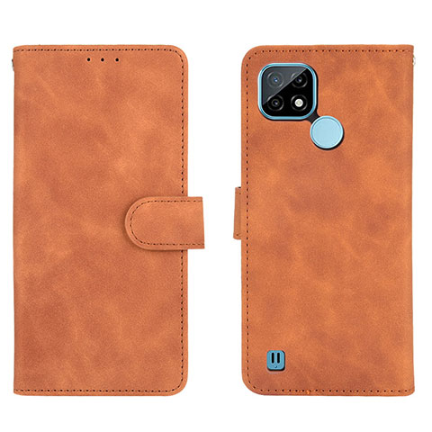 Coque Portefeuille Livre Cuir Etui Clapet L01Z pour Realme C21 Marron