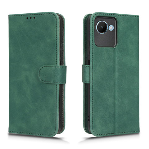 Coque Portefeuille Livre Cuir Etui Clapet L01Z pour Realme C30s Vert