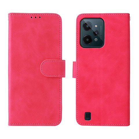 Coque Portefeuille Livre Cuir Etui Clapet L01Z pour Realme C31 Rose Rouge