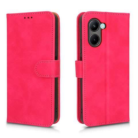 Coque Portefeuille Livre Cuir Etui Clapet L01Z pour Realme C33 Rose Rouge