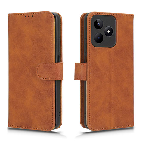 Coque Portefeuille Livre Cuir Etui Clapet L01Z pour Realme C53 Marron