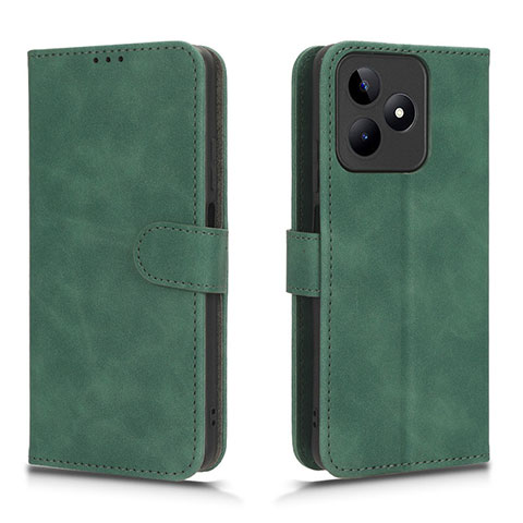 Coque Portefeuille Livre Cuir Etui Clapet L01Z pour Realme C53 Vert