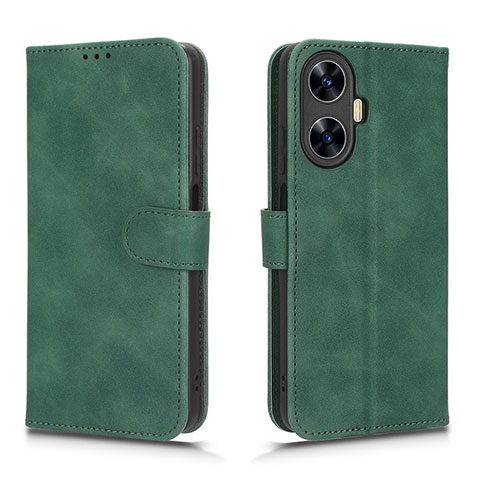 Coque Portefeuille Livre Cuir Etui Clapet L01Z pour Realme C55 Vert