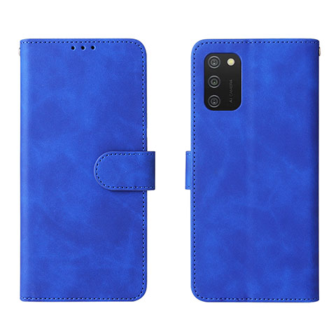 Coque Portefeuille Livre Cuir Etui Clapet L01Z pour Samsung Galaxy A02s Bleu