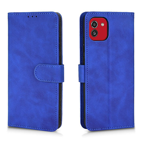 Coque Portefeuille Livre Cuir Etui Clapet L01Z pour Samsung Galaxy A03 Bleu