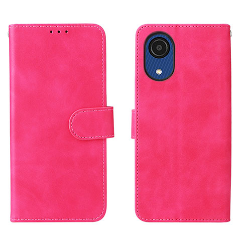 Coque Portefeuille Livre Cuir Etui Clapet L01Z pour Samsung Galaxy A03 Core Rose Rouge