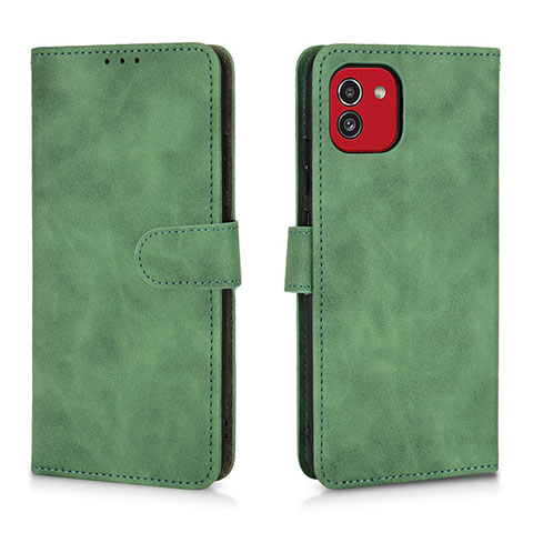 Coque Portefeuille Livre Cuir Etui Clapet L01Z pour Samsung Galaxy A03 Vert