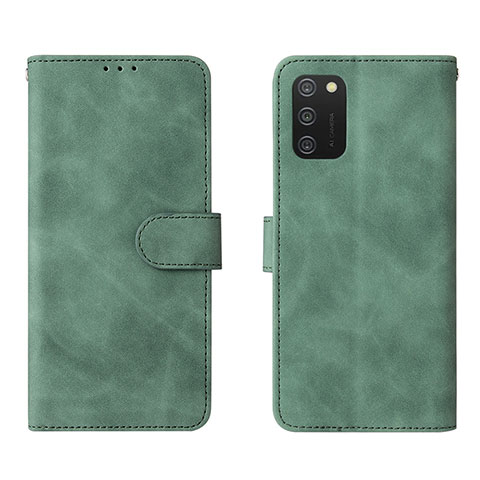 Coque Portefeuille Livre Cuir Etui Clapet L01Z pour Samsung Galaxy A03s Vert