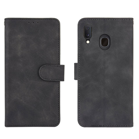 Coque Portefeuille Livre Cuir Etui Clapet L01Z pour Samsung Galaxy A20 Noir