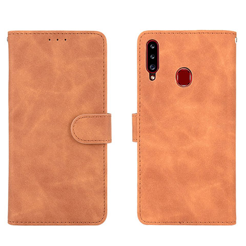 Coque Portefeuille Livre Cuir Etui Clapet L01Z pour Samsung Galaxy A20s Marron