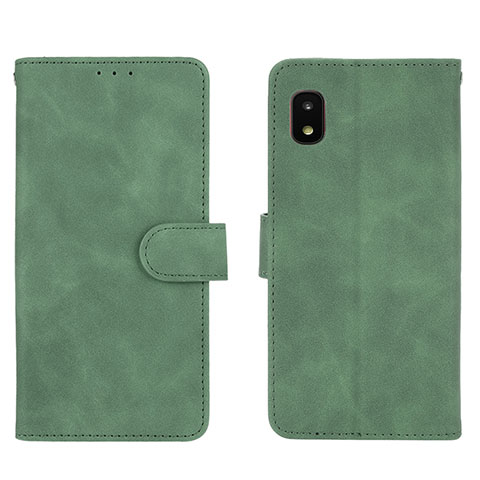 Coque Portefeuille Livre Cuir Etui Clapet L01Z pour Samsung Galaxy A21 SC-42A Vert