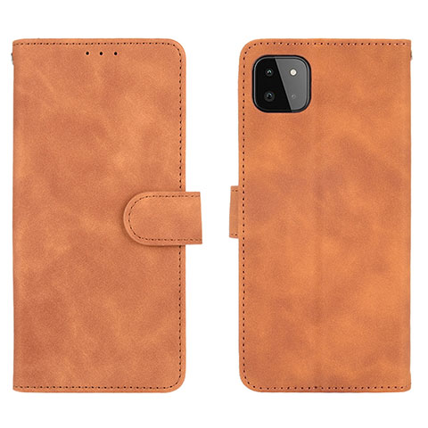 Coque Portefeuille Livre Cuir Etui Clapet L01Z pour Samsung Galaxy A22 5G Marron