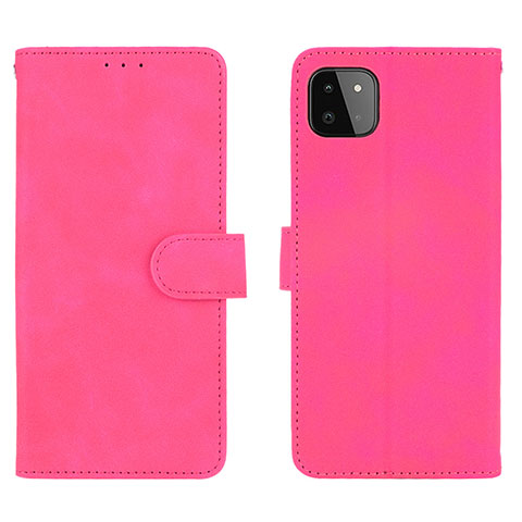 Coque Portefeuille Livre Cuir Etui Clapet L01Z pour Samsung Galaxy A22 5G Rose Rouge