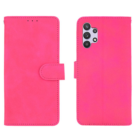 Coque Portefeuille Livre Cuir Etui Clapet L01Z pour Samsung Galaxy A32 4G Rose Rouge