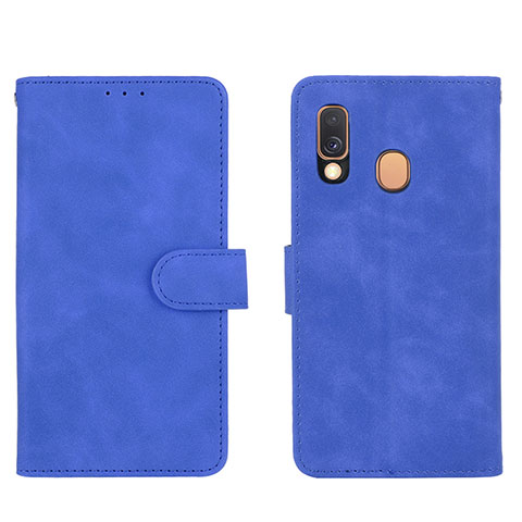 Coque Portefeuille Livre Cuir Etui Clapet L01Z pour Samsung Galaxy A40 Bleu